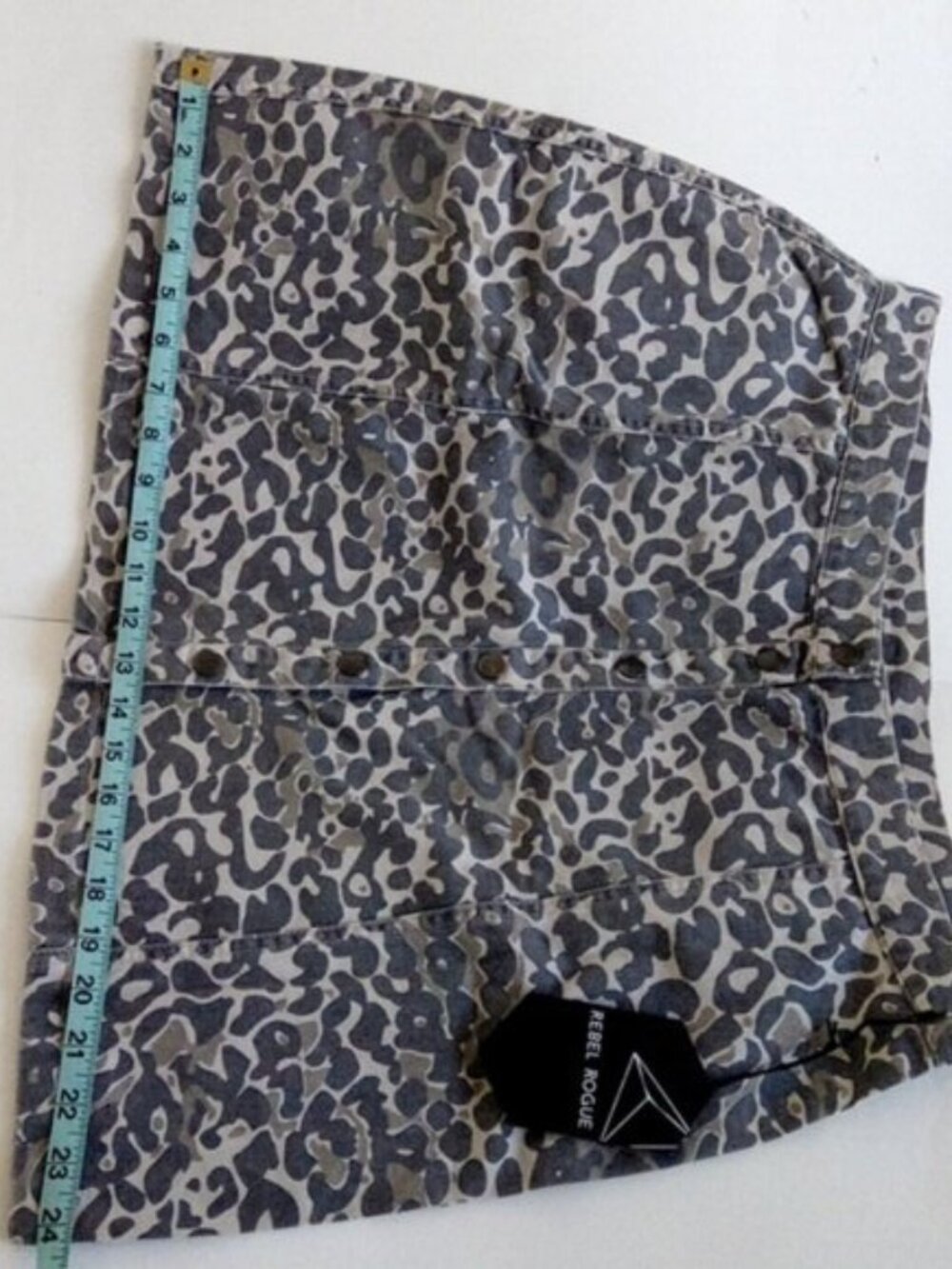 New Rebel Rogue Animal Print London A-Line Cotton Button Up Mini Skirt Size XL